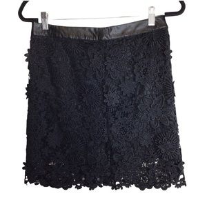 Forever 21 Black Lace Skirt with faux leather trim Size M NWT